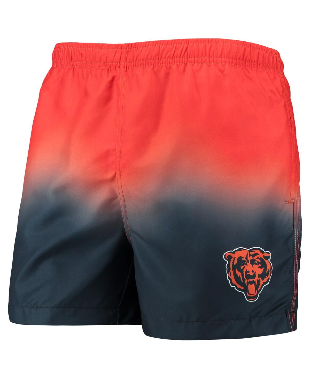 Shop Foco Men's  Orange, Navy Chicago Bears Dip-dye Swim Shorts In Orange,navy