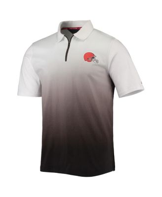 Men's White, Brown Cleveland Browns Rory Quarter-Zip Polo Shirt