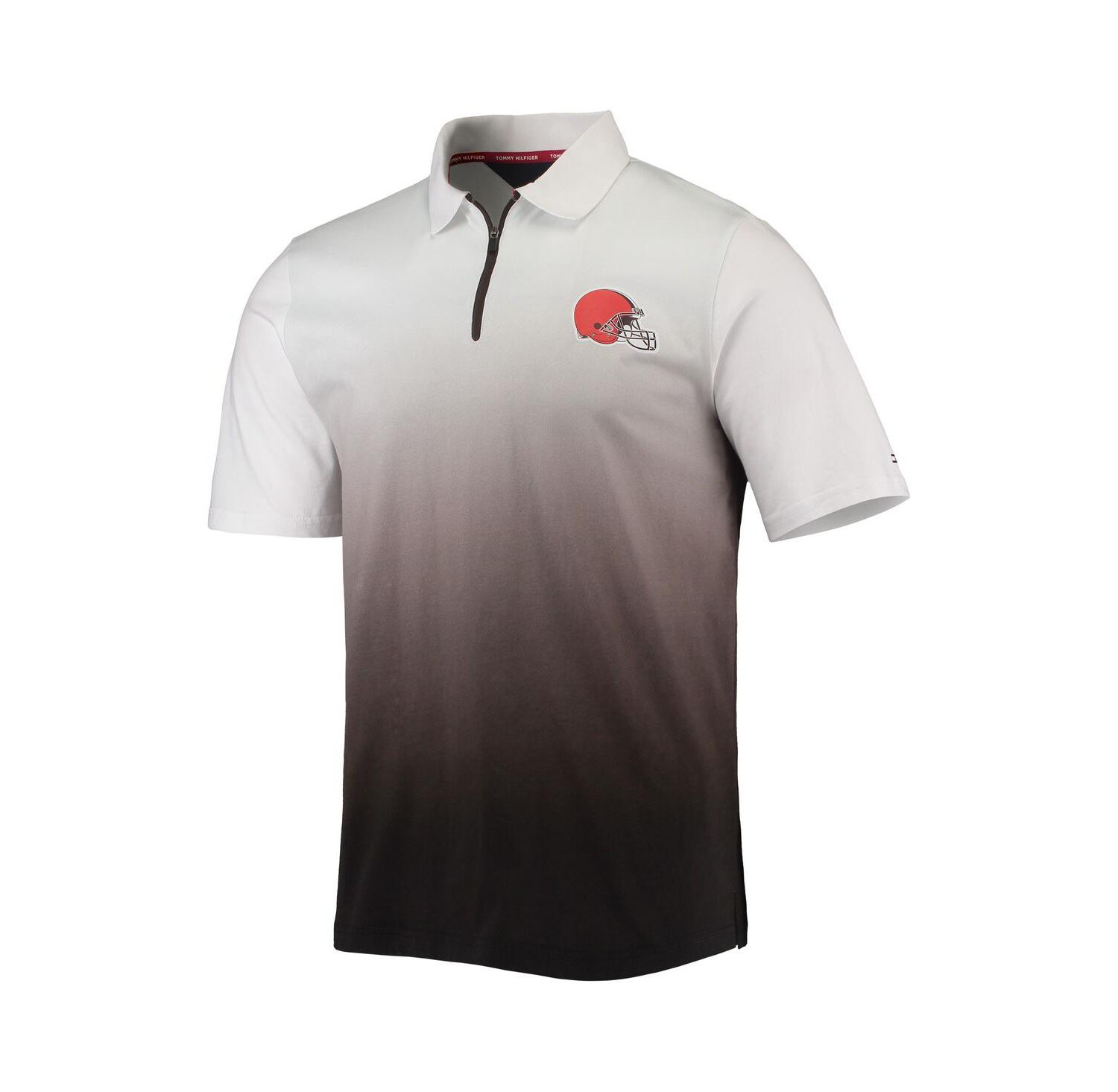 Men's White, Brown Cleveland Browns Rory Quarter-Zip Polo Shirt
