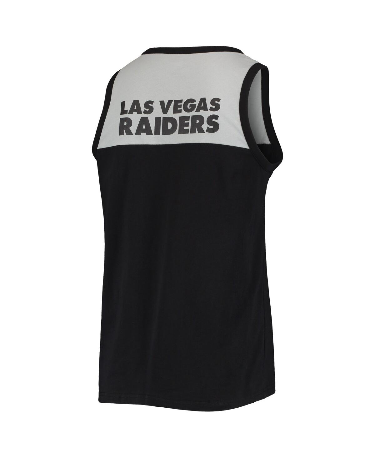 Shop Starter Men's  Black, Silver Las Vegas Raiders Team Touchdown Fashion Tank Top In Black,silver