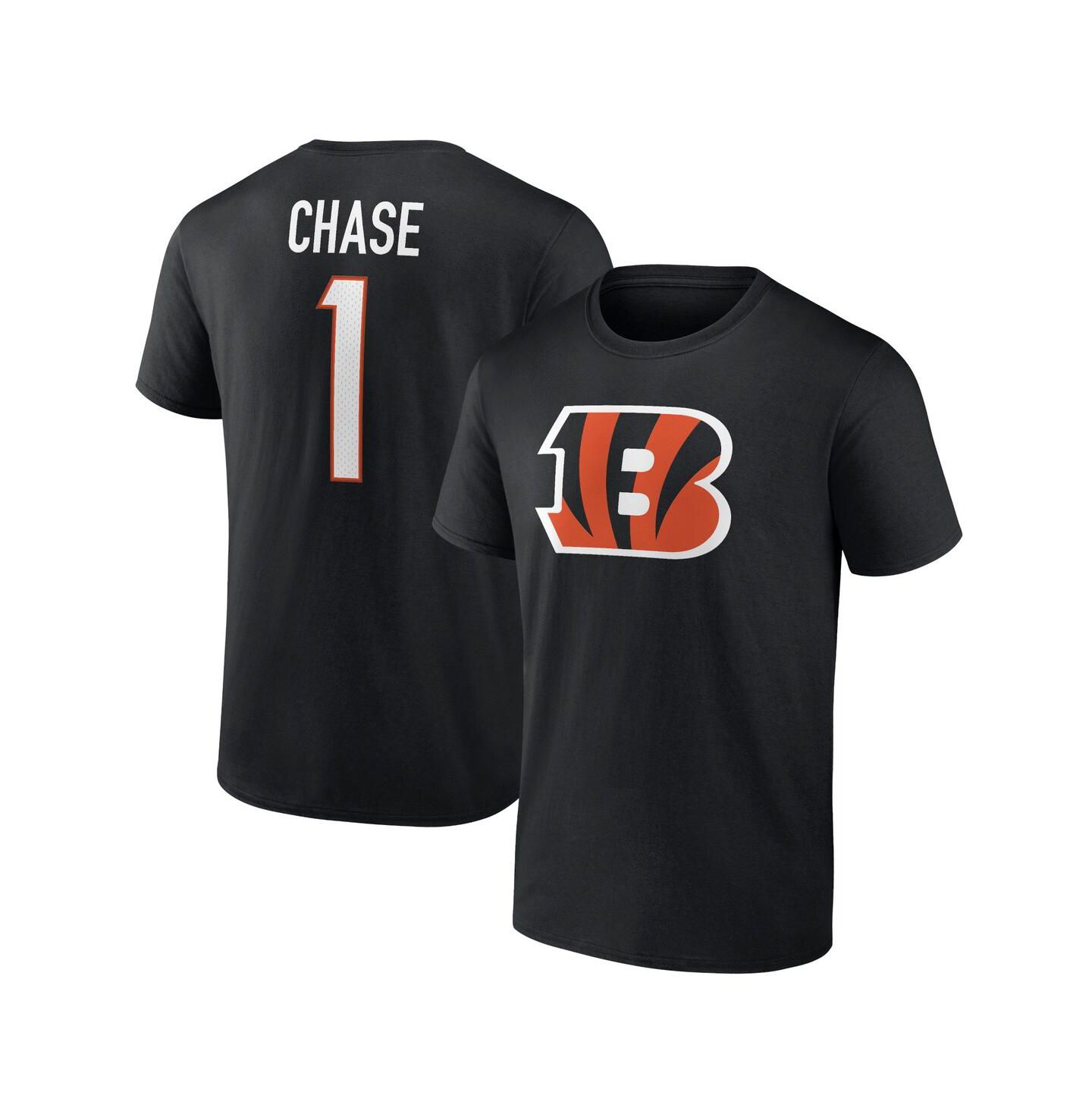 Мужская футболка Fanatics Ja'Marr Chase Black Cincinnati Bengals Player Icon Name and Number — фото 2