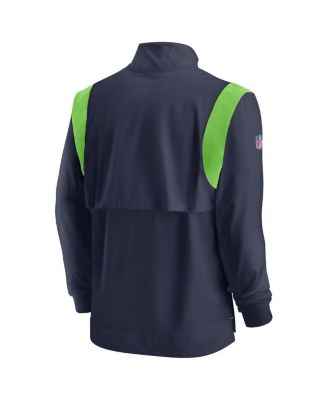 Men's College Navy Seattle Seahawks 2022 Coach Chevron Lockup Quarter-Zip Long Sleeve Top