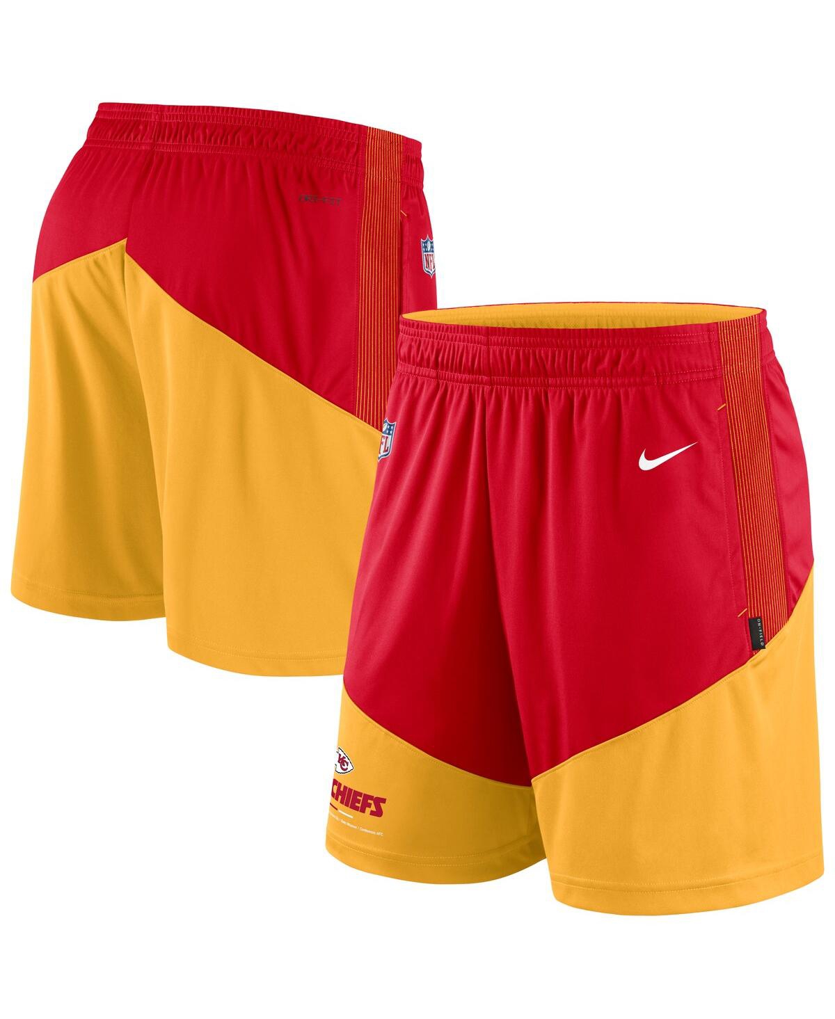 Shop Nike Men's  Red, Gold Kansas City Chiefs Primary Lockup Performance Shorts In Red,gold