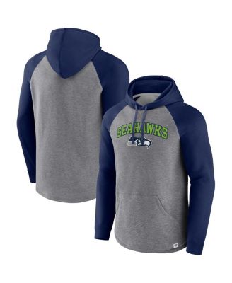 Men's Heathered Gray, College Navy Seattle Seahawks By Design Raglan Pullover Hoodie