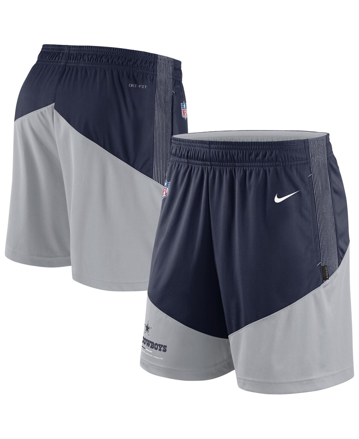 Men's Nike Navy and Gray Dallas Cowboys Primary Lockup Performance Shorts