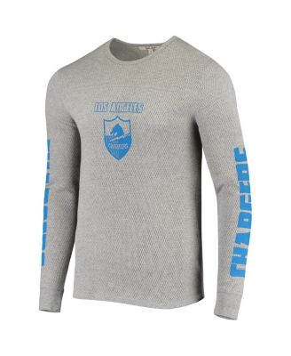 Men's Heathered Gray Los Angeles Chargers Heavyweight Thermal Long Sleeve T-shirt