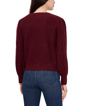 1.STATE Women s Variegated Cables Crew Neck Sweater Macy s
