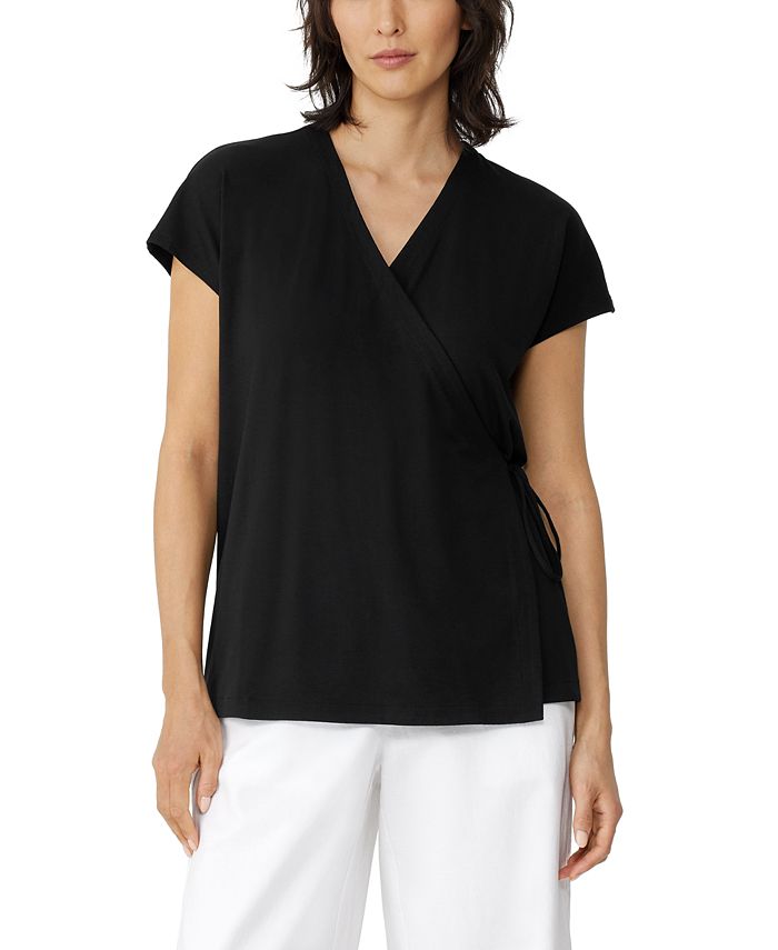 Eileen Fisher Women's Short Sleeve Wrap Top Macy's