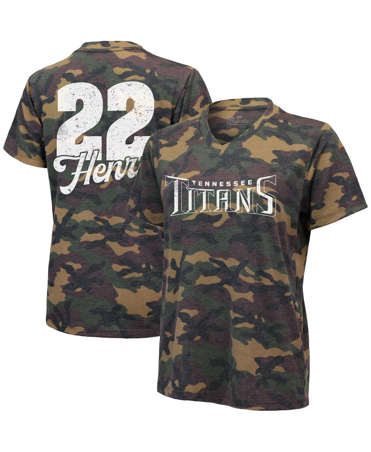 Women's Derrick Henry Camo Tennessee Titans Name and Number V-Neck T-shirt - Camo