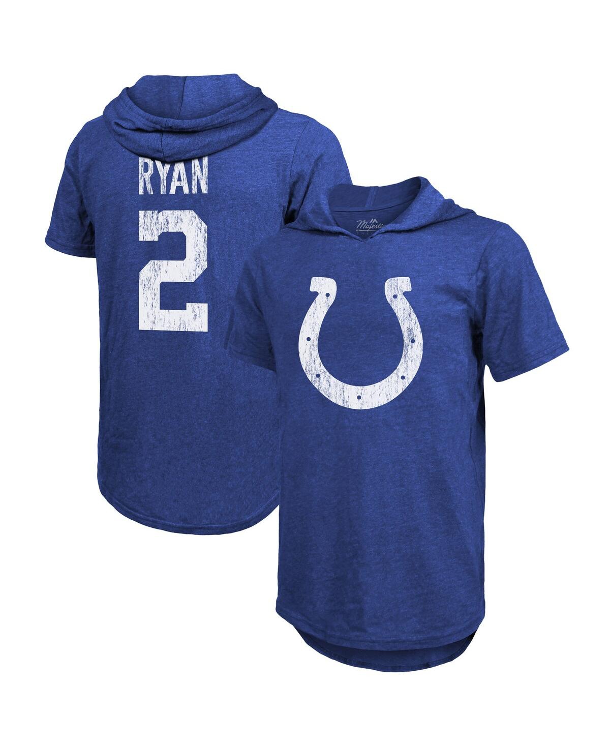 Men's Majestic Threads Matt Ryan Royal Indianapolis Colts Player Name & Number Short Sleeve Hoodie T-shirt - Royal