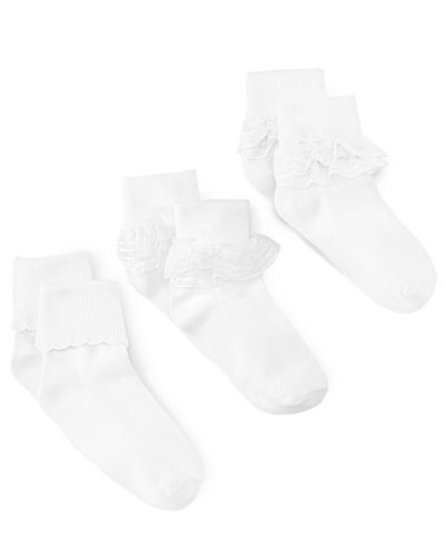 Trimfit 3-Pack Decorative Socks, Little Girls & Big Girls - Underwear ...