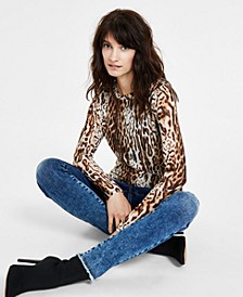 Women's Leopard Print Mesh Top, Regular & Petite, Created for Macy's