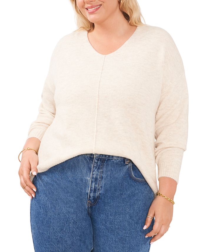 Vince Camuto Plus Size Cozy V Neck Long Sleeve Sweater Macy s