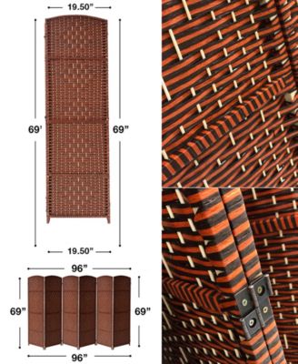 Extra Wide - Diamond Weave Fiber Room Divider 6 Panel Espresso