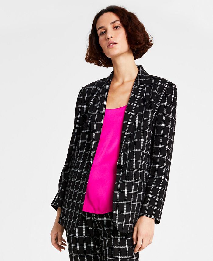 Women's plaid boyfriend best sale blazer