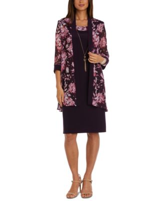 thumbnail image 2 of R&M Richards Women's Jacket Dress - Metallic Knit Two Piece Set With 3/4 Sleeve Pleated Jacket 2 of 9