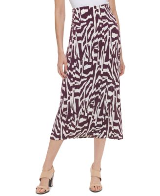 Calvin Klein - Women's Printed Matte Jersey Faux Wrap Skirt