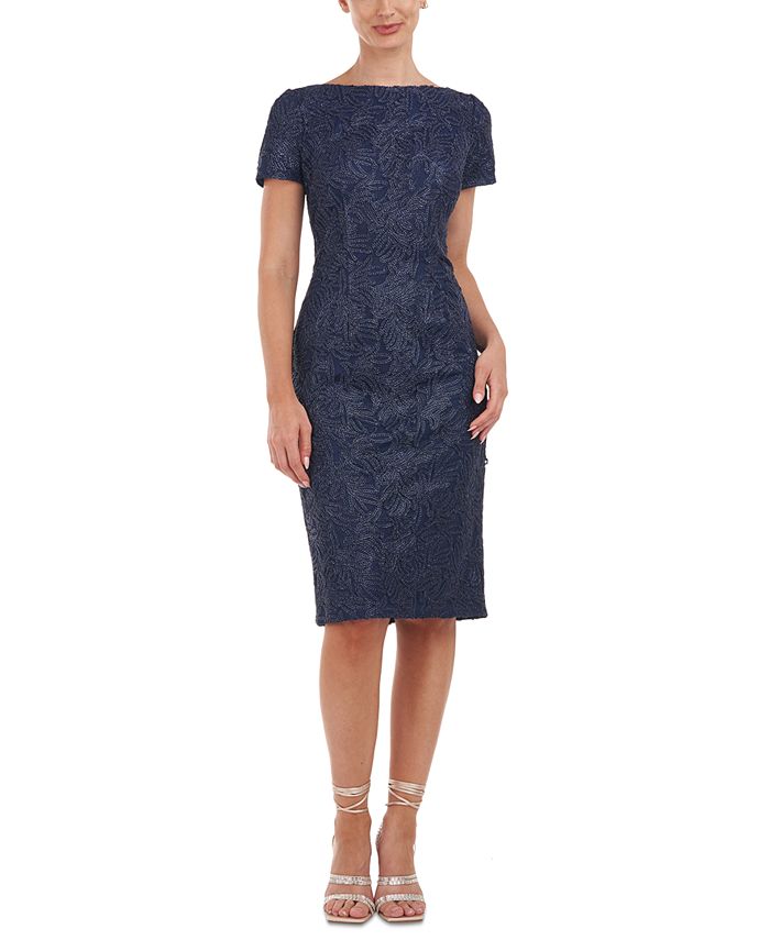 Js collections cheap boatneck embroidered dress