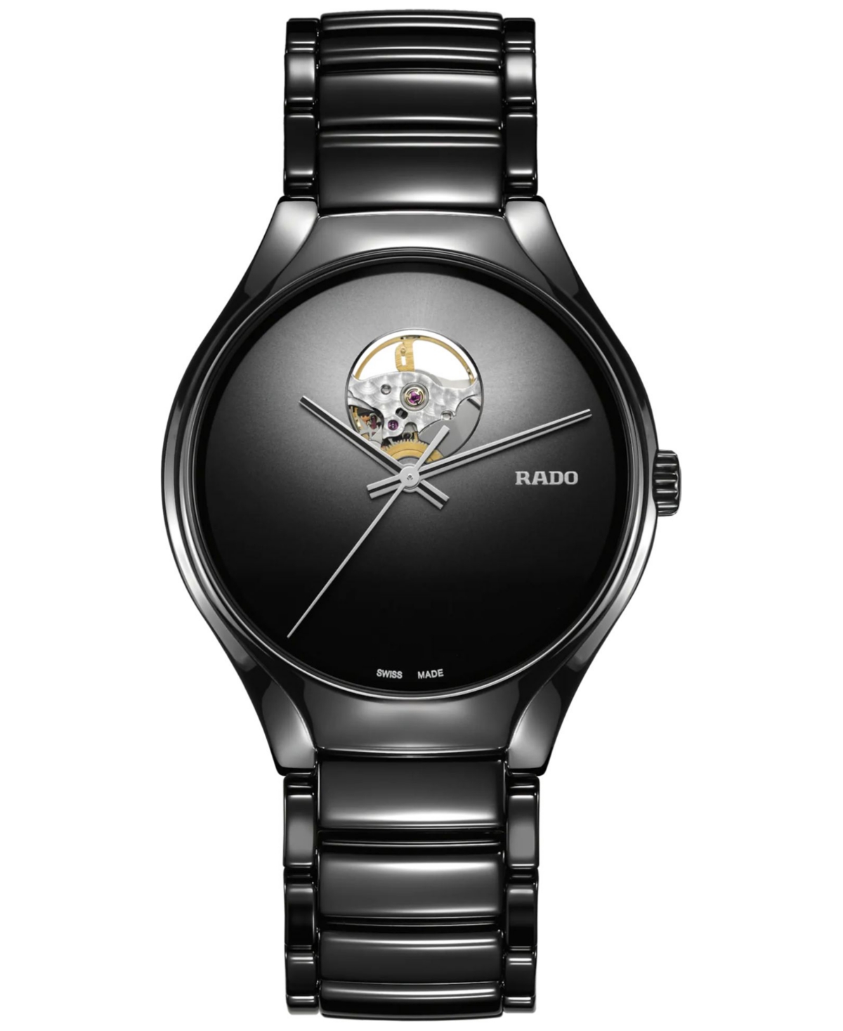 Rado Unisex Swiss Automatic True Secret Black Ceramic Bracelet Watch 40mm In No Color