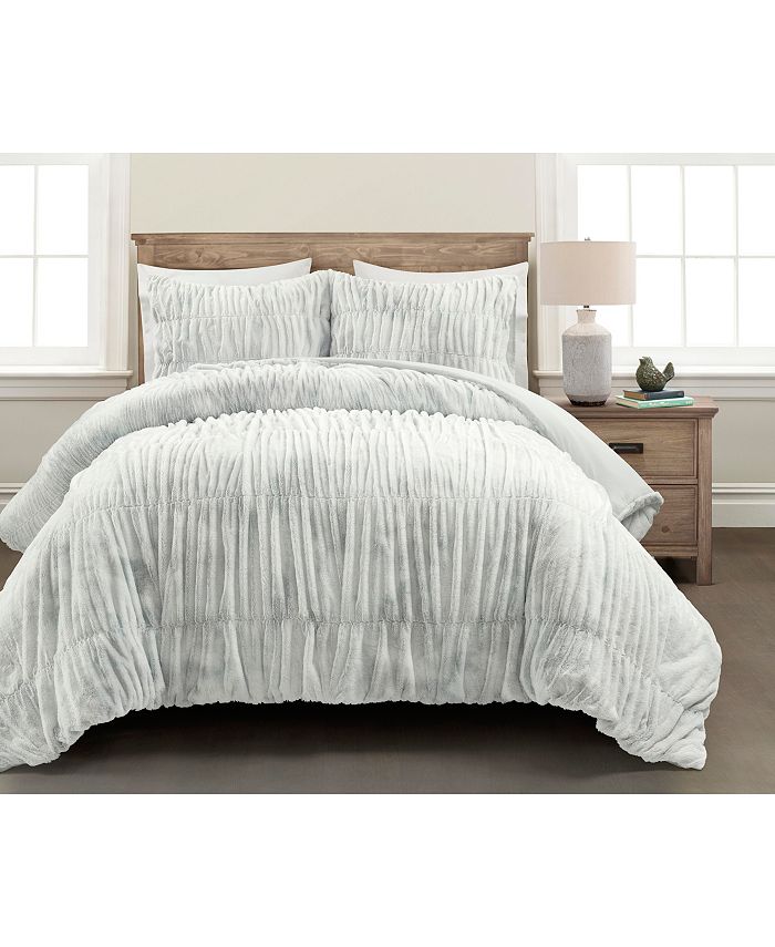 The Mountain Home Collection CLOSEOUT! Ruched Faux Fur 3Pc. Comforter