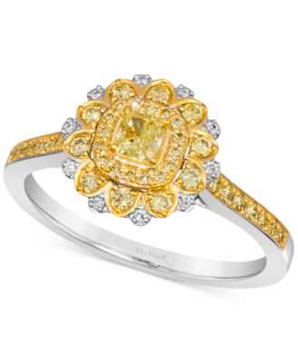 Le Vian - Sunny Yellow Diamond (1/2 ct. t.w.) & Vanilla Diamond Accent Starflower Ring in Platinum & 14k Gold