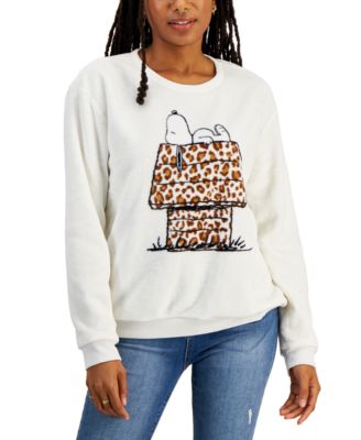 Peanuts - Juniors' Snoopy Leopard Cozy Pullover Top