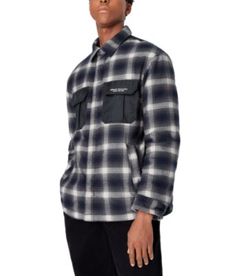 A|X Armani Exchange - Men's Mixed-Media Plaid Shirt Jacket