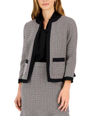 Kasper Petite Framed Metallic-Flecked Tweed Open-Front Jacket