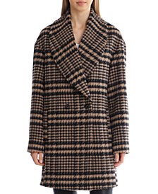 Women's Shawl-Collar Houndstooth Coat
