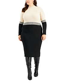 Plus Size Colorblocked Midi Sweater Dress
