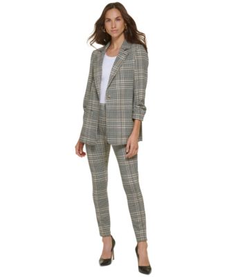 Shop Tommy Hilfiger Womens Single Button Blazer Pull On Pants In Black Multi