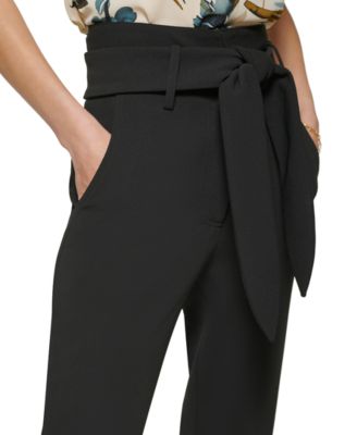 Women's Tie-Waist High-Rise Straight-Fit Pants 