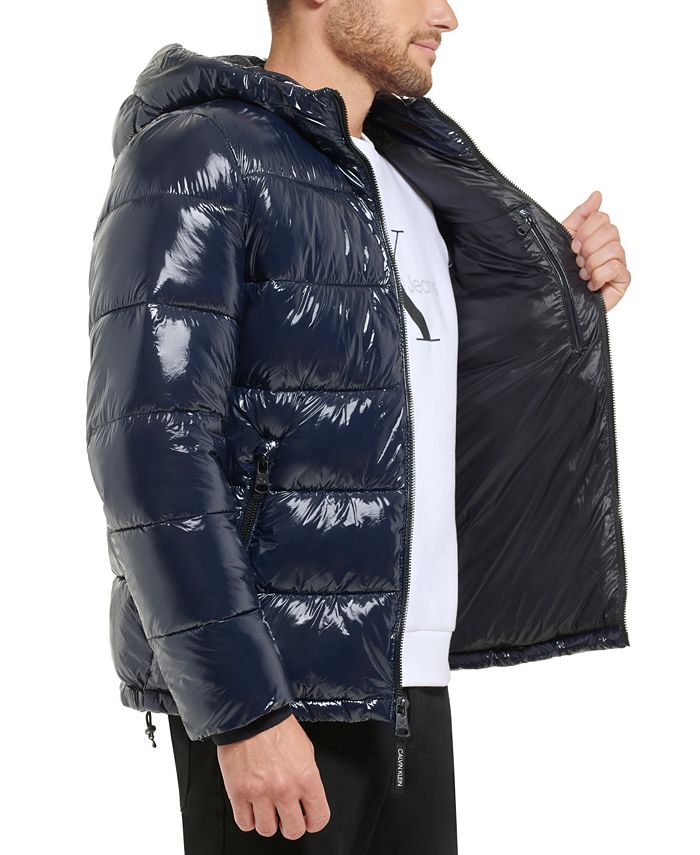Calvin Klein Men's High Shine Hooded Puffer Jacket Macy's