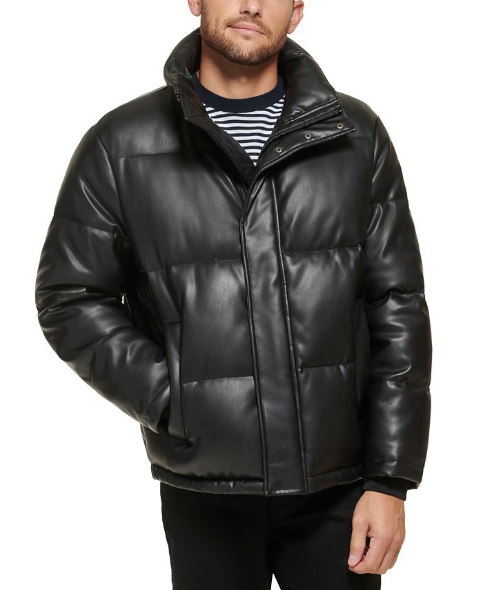 Faux-Leather Puffer Jacket