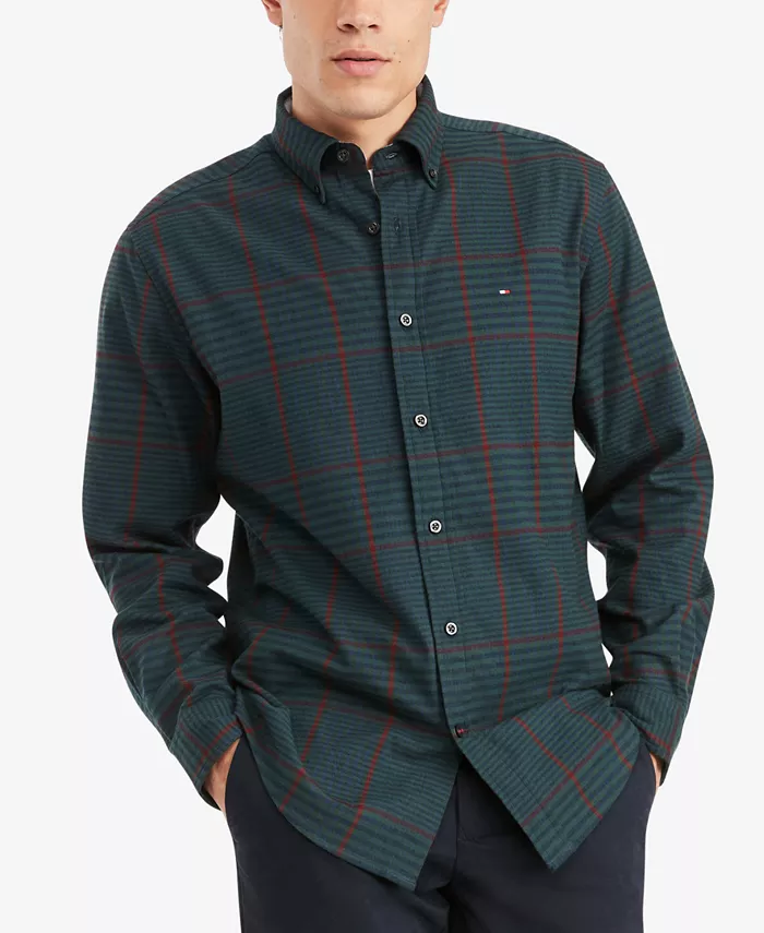 Tommy Hilfiger Men's Plaid Long Sleeve Classic-fit Shirt