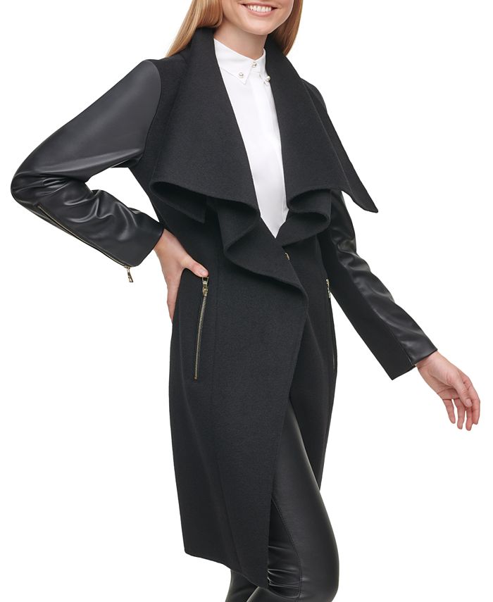 Karl Lagerfeld Paris Women's Draped MixedMedia Coat & Reviews Coats