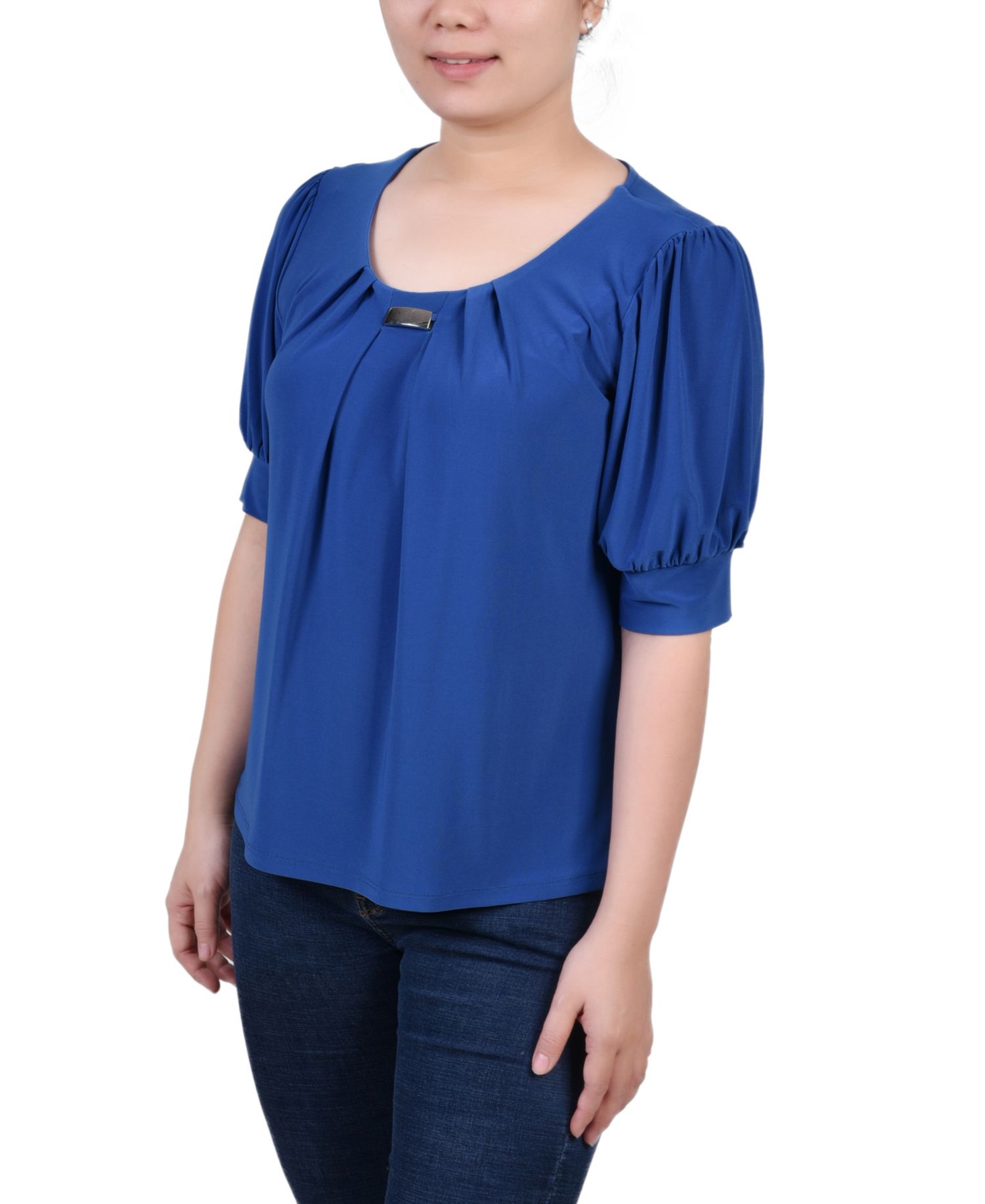 Petite Short Sleeve Balloon Sleeve Top
