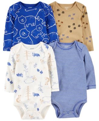 Carter's Baby Boy Long Sleeve Printed Bodysuits, Pack of 4 - Macy's