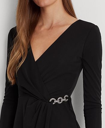 Womens Clothing Dresses Cocktail and party dresses Ralph Lauren Synthetic Jersey Surplice Cocktail Dress in Black 