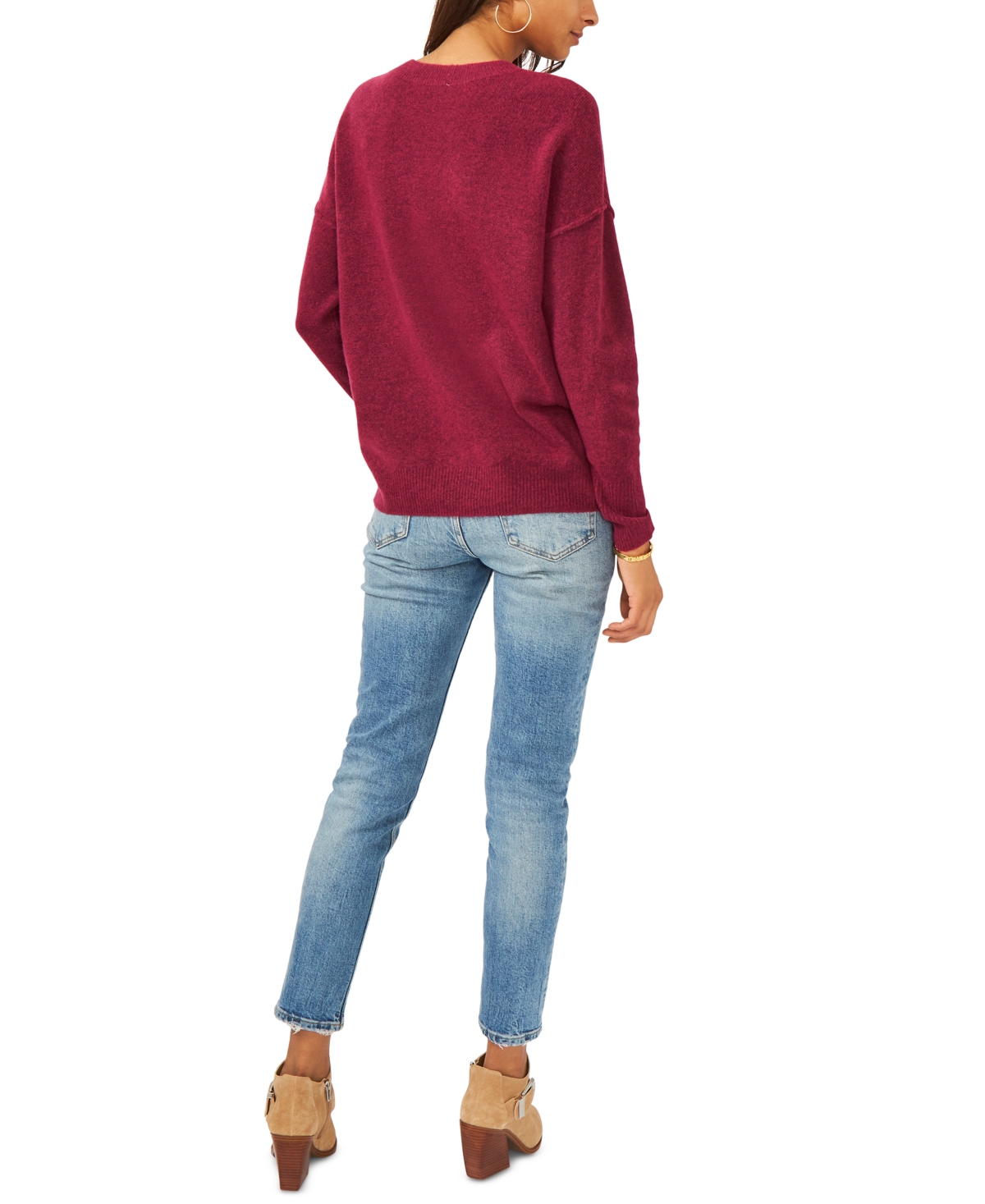 Vince Camuto Cozy Long Sleeve Extend Shoulder Sweater In Burgundy