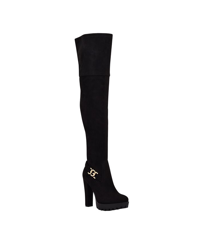GUESS Women's Tailia Lug Platform Over The Knee Boots - Macy's