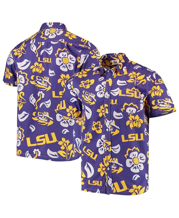 Wes & Willy Men's Purple LSU Tigers Floral Button-Up Shirt - Macy's