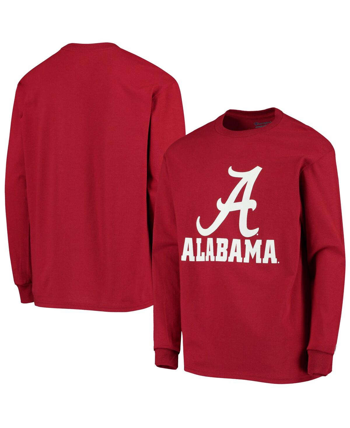 Shop Champion Big Boys  Crimson Alabama Crimson Tide Lockup Long Sleeve T-shirt