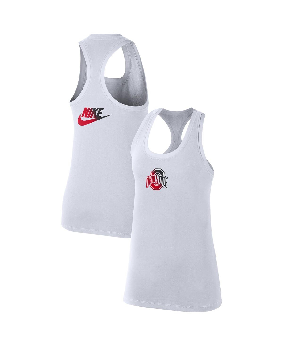 Women's Nike White Ohio State Buckeyes Racerback 2-Hit Tank Top