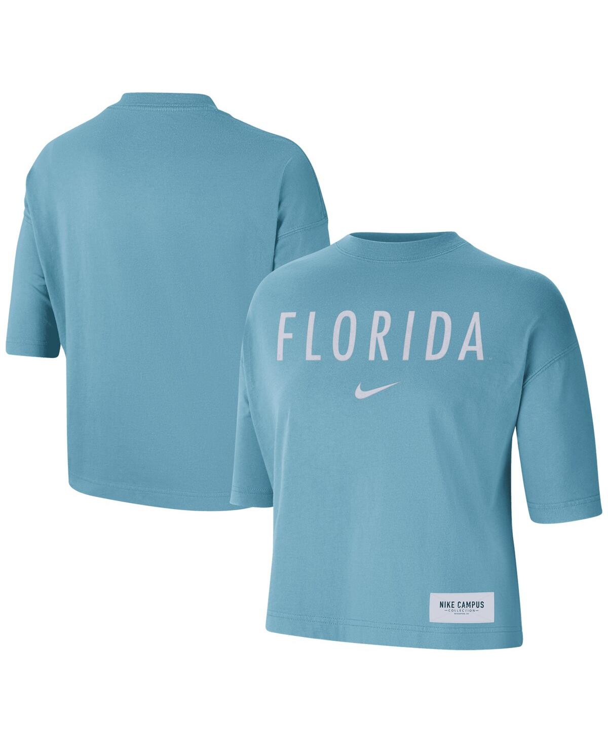 Shop Nike Women's  Blue Florida Gators Earth Tones Washed Boxy T-shirt