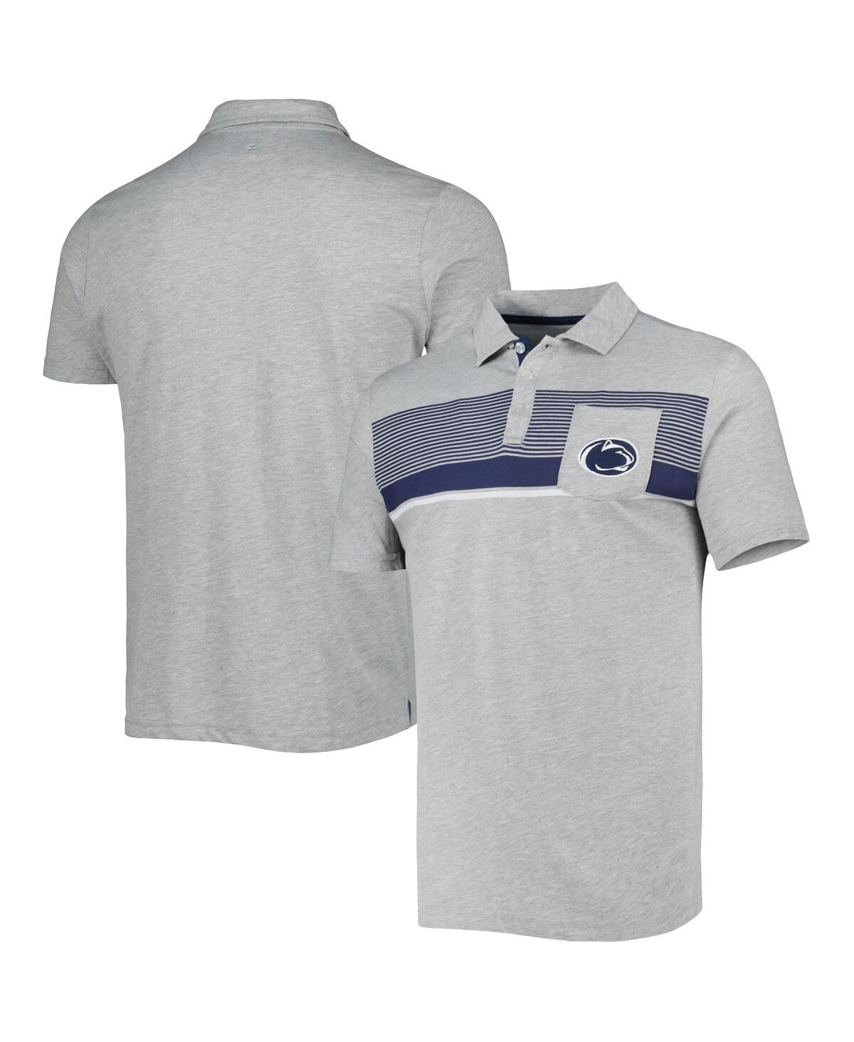 Men's Colosseum Heathered Gray Penn State Nittany Lions Golfer Pocket Polo Shirt - Heathered Gray