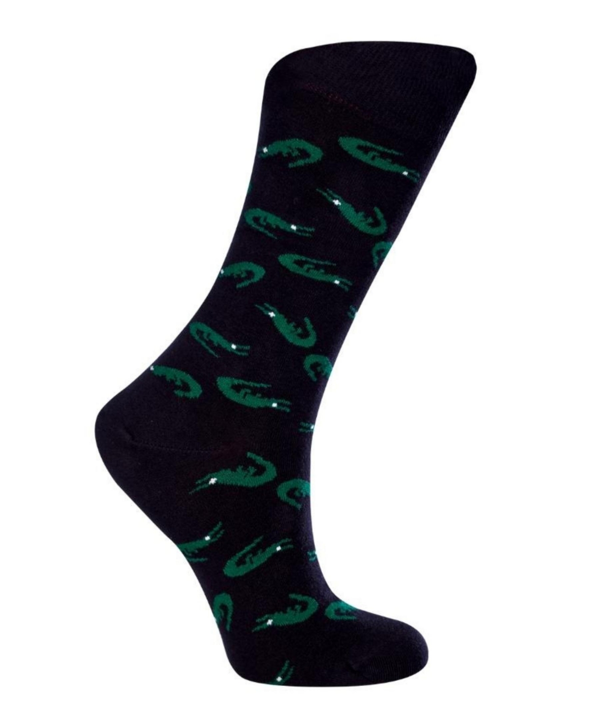 Women's Alligator W-Cotton Novelty Crew Socks with Seamless Toe Design, Pack of 1 - Black