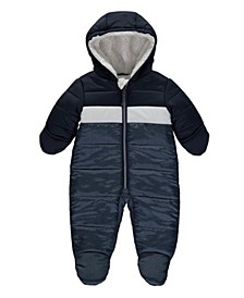 Baby Boys Color Block Pram Hooded Snowsuit