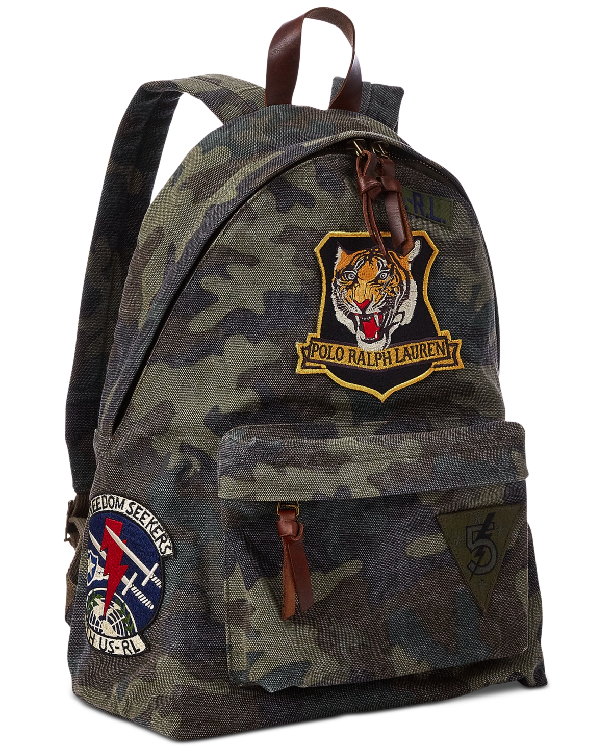 Men's Tiger-Patch Camo Canvas Backpack - Camo