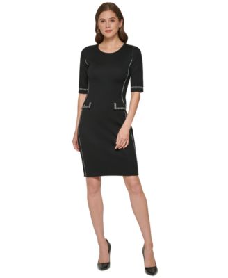 DKNY Topstitched Knit Sheath Dress 
